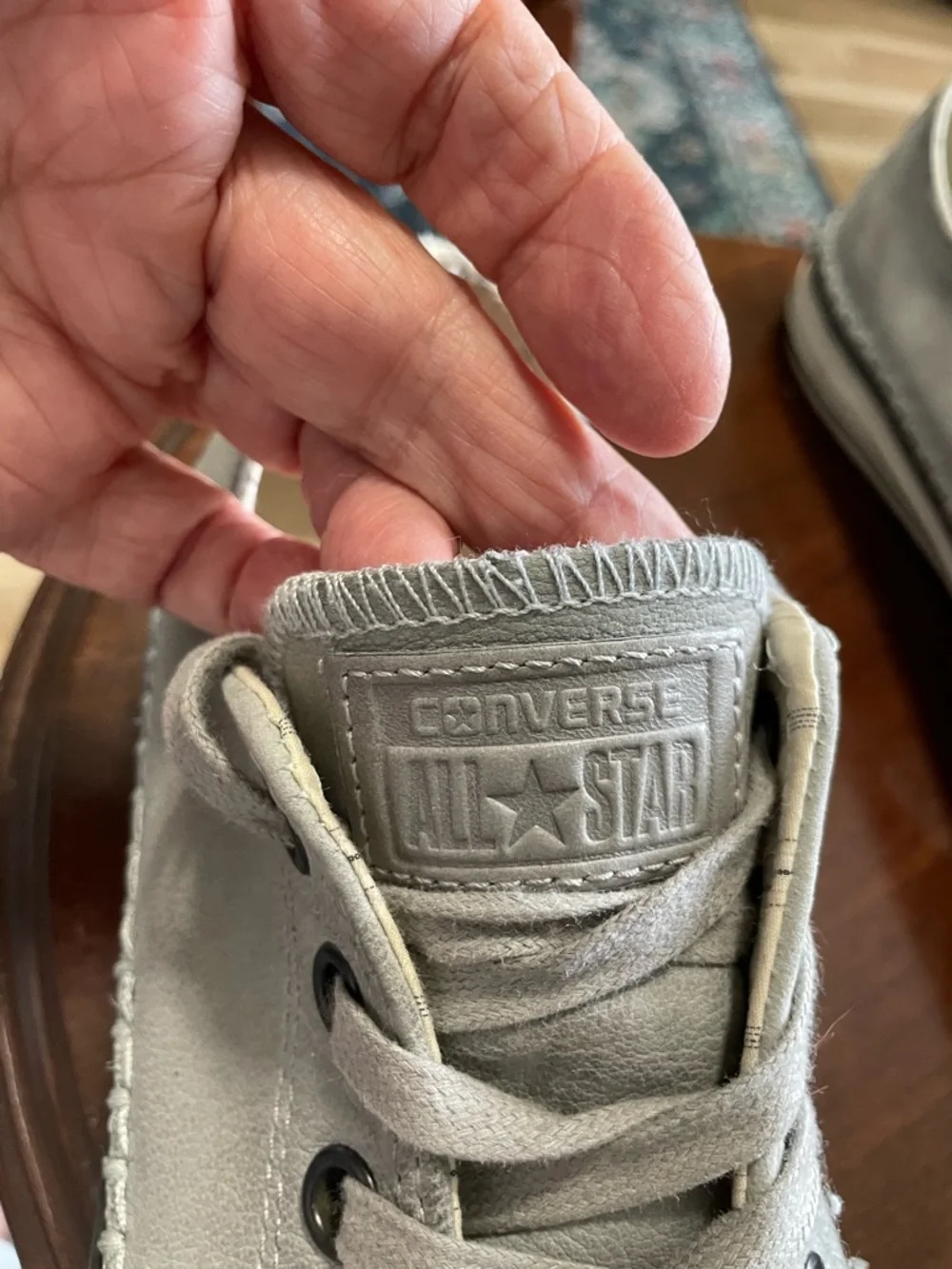 Converse Men's Low-Top John Varvatos Blanket stitch Sneakers in Light Gray - Picture 2 of 7